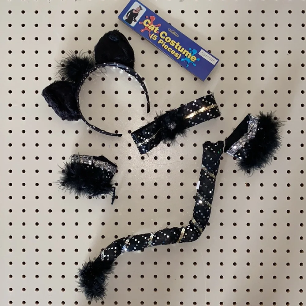 (3) 5 Piece Leopard Cat Costume & (3) 5 Piece Bling Cat Costume Accessories